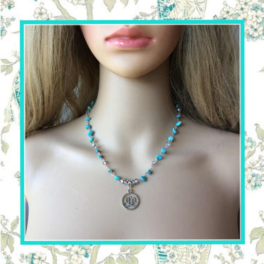 🌸LOTUS BLING PENDANT NECKLACE BOHO CHIC BOHEMIAN